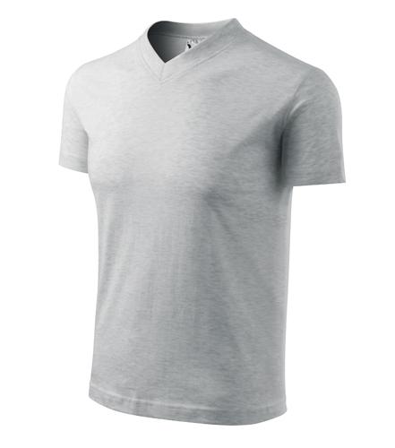 Tričko V-neck svetlosivý melír XL