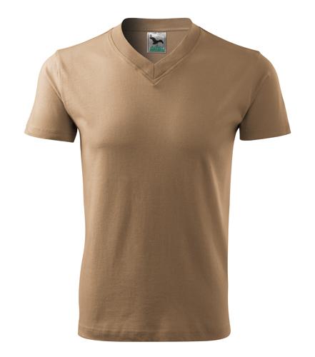 Tričko V-neck piesková XL