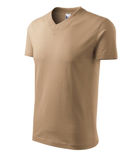 Tričko V-neck piesková XL